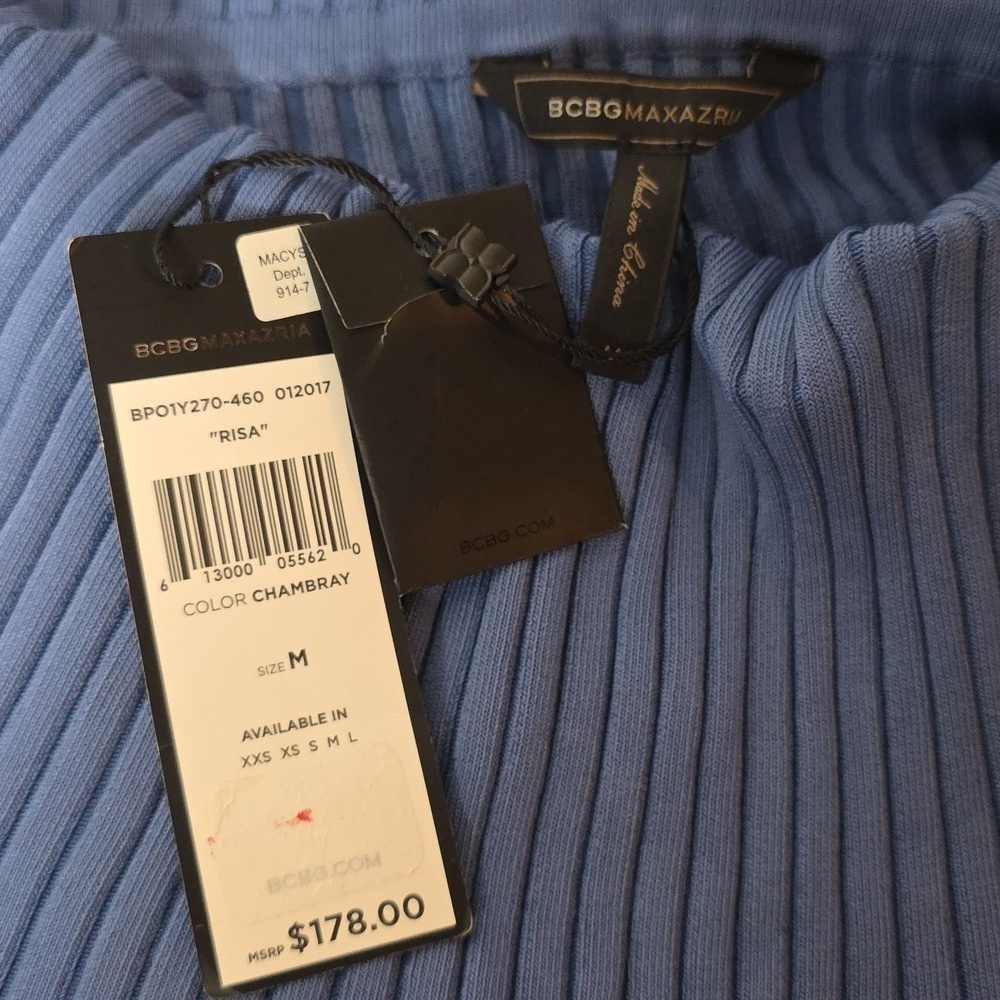 BCBGMaxAzria Blue Ribbed Sweater - Picture 2 of 3